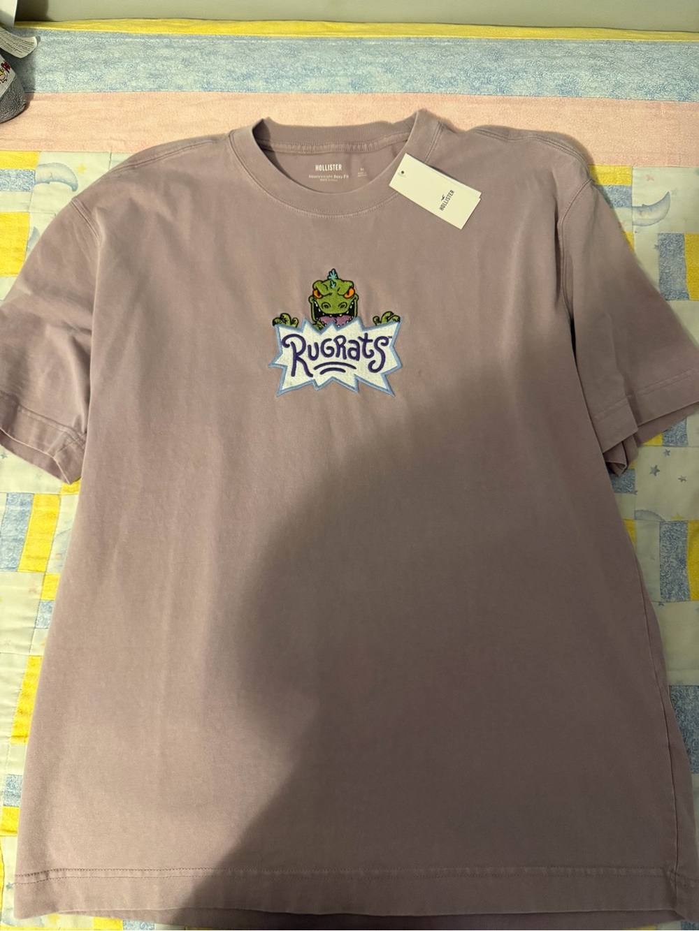 Hollister Lilac Rugrats Graphic Tee with Reptar Patch
